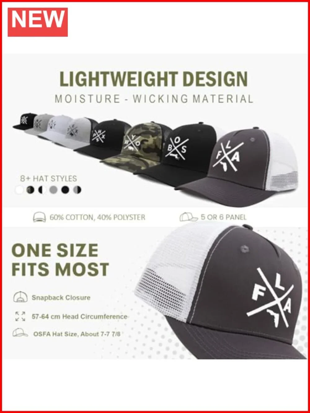 NOLA Snapback Trucker Baseball Cap Embroidered Cross Adjustable Cotton Blend